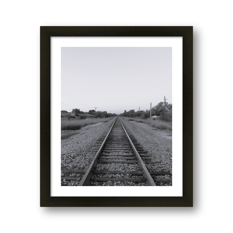 Train Tracks In Black And White
